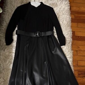 Calvin Klein Black Long Sleeve Dress with Belt